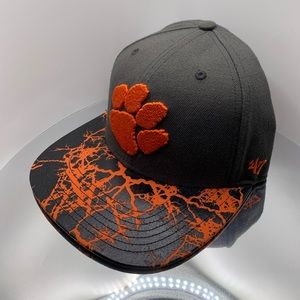 Clemson tigers flat bill snap back lightning bolt hat